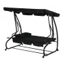 Four-person Garden Swing Rocking Canopy Freestanding Black