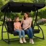 Four-person Garden Swing Rocking Canopy Freestanding Black