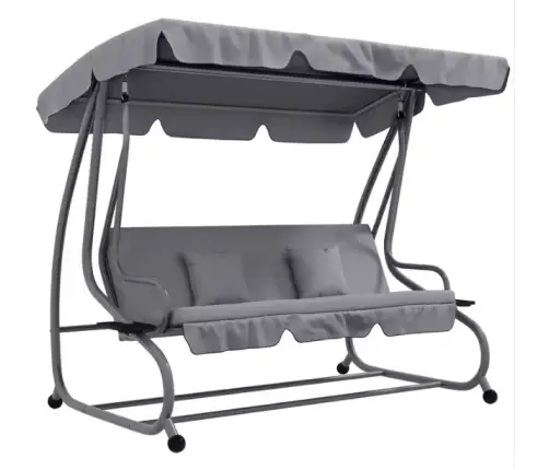 Four-person Garden Swing Rocking Chair Freestanding Canopy Gray