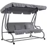 Four-person Garden Swing Rocking Chair Freestanding Canopy Gray