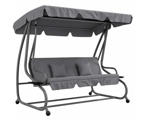 Four-person Garden Swing Rocking Chair Freestanding Canopy Gray
