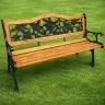 Garden Bench Wooden Metal Park Bench with Backrest