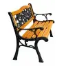 Garden Bench Wooden Metal Park Bench with Backrest