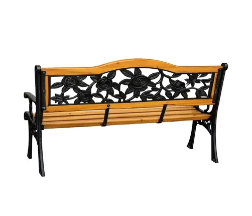 Garden Bench Wooden Metal Park Bench with Backrest