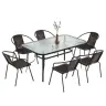 Garden Terrace Furniture Set Glass Table 150x90 Chairs 6 pcs Brown