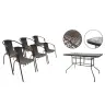 Garden Terrace Furniture Set Glass Table 150x90 Chairs 6 pcs Brown
