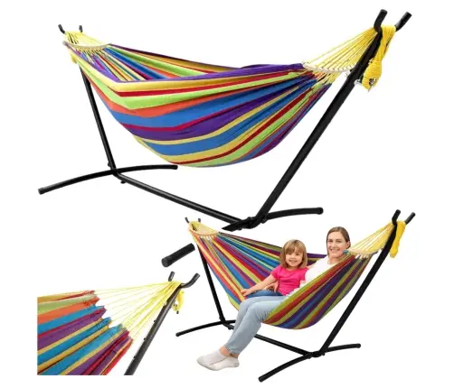 Garden Hammock with Frame for Two People, Colorful, 200x120