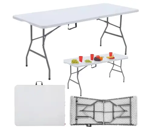 Folding Table With Lock Catering Banquet Table White 180 x 74 cm