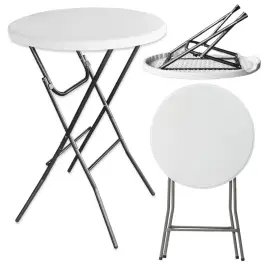 Folding Table With Lock Catering Banquet Round White 80x88cm