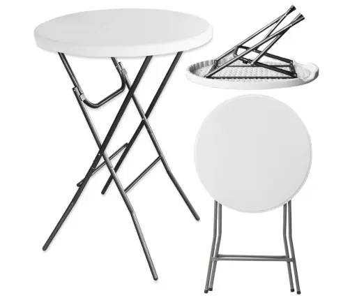 Folding Table With Lock Catering Banquet Round White 80x88cm