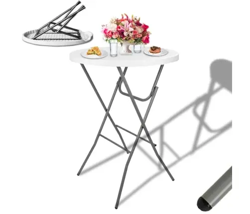 Folding Table With Lock Catering Banquet Round White 80x88cm