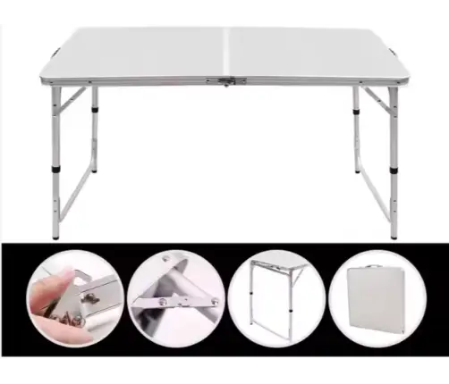 Folding Camping Table Adjustable Aluminum White 120x60cm Folding Camping Table Adjustable Aluminum White 120x60cm