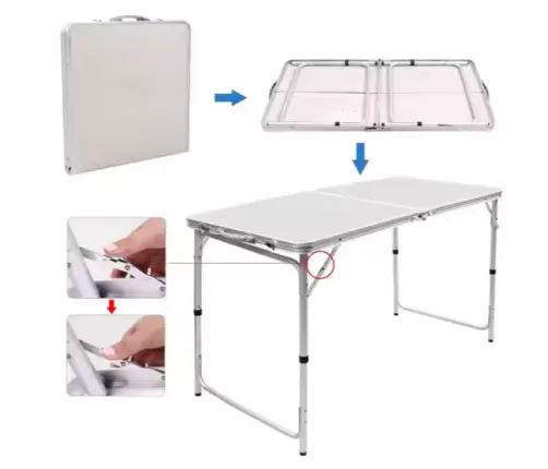 Folding Camping Table Adjustable Aluminum White 120x60cm Folding Camping Table Adjustable Aluminum White 120x60cm