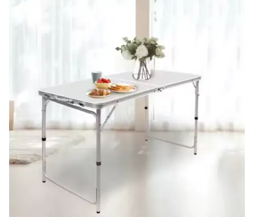 Folding Camping Table Adjustable Aluminum White 120x60cm Folding Camping Table Adjustable Aluminum White 120x60cm