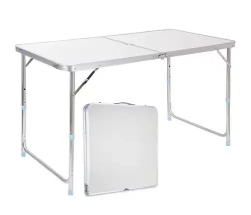 Folding Camping Table Adjustable Aluminum White 120x60cm Folding Camping Table Adjustable Aluminum White 120x60cm