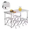 Folding Camping Table Set 4 Chairs Gray