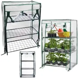Mini Balcony Garden Greenhouse 3 Metal Shelves PVC Foil 46 x 24 x 80cm Mini Balcony Garden Greenhouse 3 Metal Shelves PVC Foil 46 x 24 x 80cm
