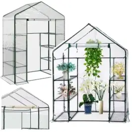 Mini Balcony Garden Greenhouse 4 Metal Shelves PVC Foil 195 x 143 x 73cm