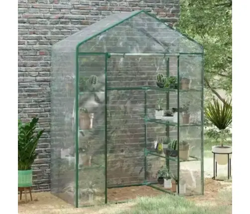 Mini Balcony Garden Greenhouse 4 Metal Shelves PVC Foil 195 x 143 x 73cm