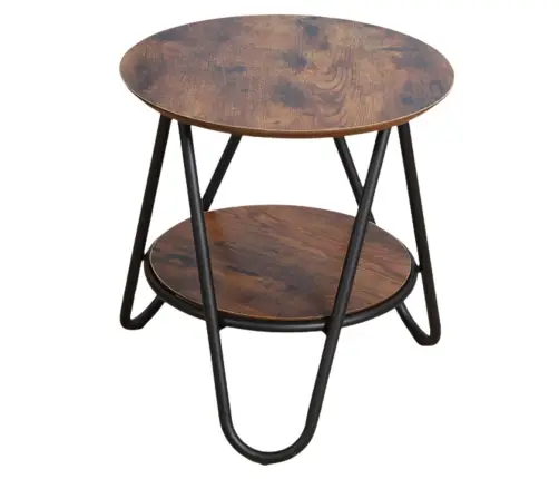 Round Coffee Table with Additional Shelf, Industrial Vintage, 40x42cm