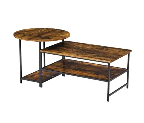 2-in-1 Vintage Rustic Wood Coffee Table Set 123x60x51cm