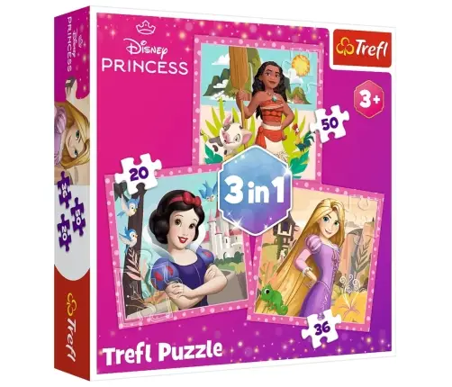 Puzzle - 3 in 1 - Beautiful Flowers - Disney Princess Trefl 34875