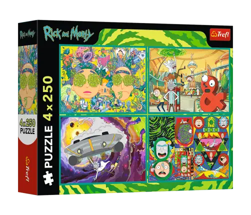 Puzzle - 4x250 - The crazy world of Rick and Morty - Warner Rick and Morty Trefl 13338 Puzzle - 4x250 - The crazy world of Rick and Morty - Warner Rick and Morty Trefl 13338