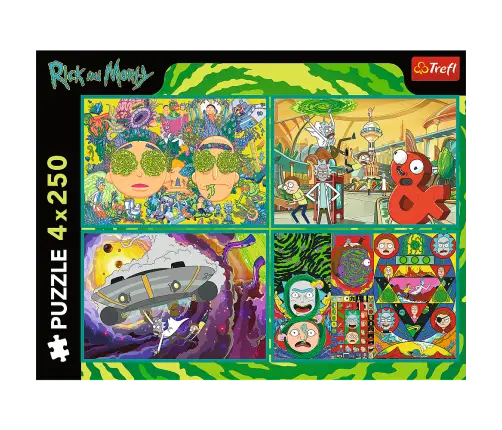 Puzzle - 4x250 - The crazy world of Rick and Morty - Warner Rick and Morty Trefl 13338 Puzzle - 4x250 - The crazy world of Rick and Morty - Warner Rick and Morty Trefl 13338