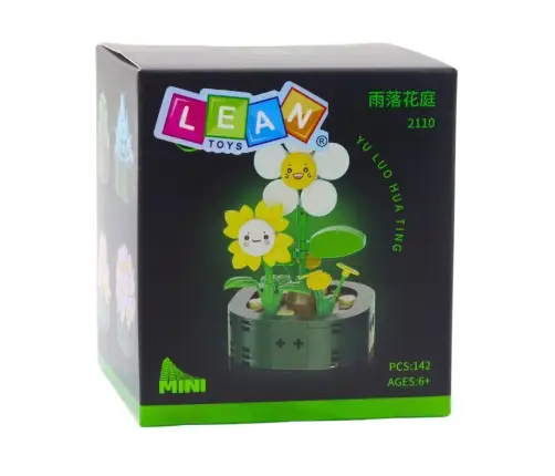 Mini Building Blocks Flowers with Smiley Faces White Yellow 142 pcs.