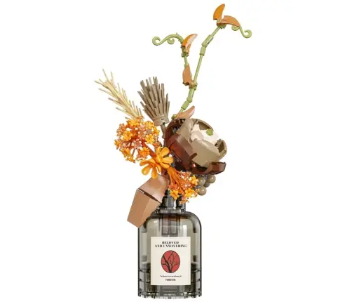 Building Blocks Autumn Bouquet of Flowers in a Vase Beige and Brown 362pcs