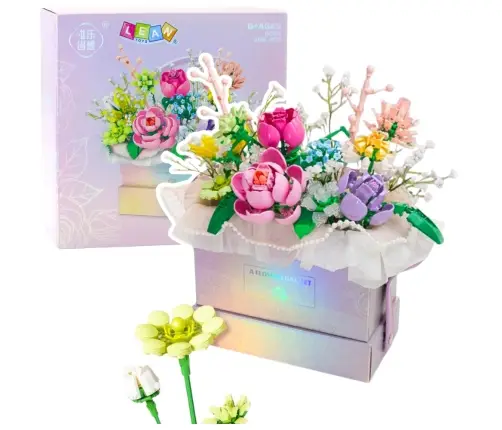 Construction Blocks Composition In Box Flower Box Purple LED 706pcs.