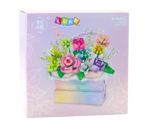 Construction Blocks Composition In Box Flower Box Purple LED 706pcs.