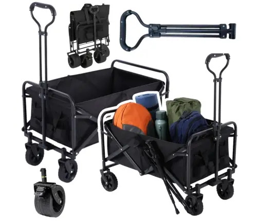 Foldable Garden Beach Transport Cart Black 120L