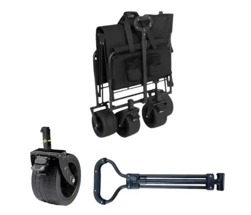 Foldable Garden Beach Transport Cart Black 120L