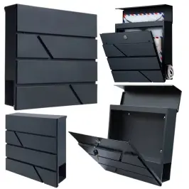 Large Mailbox for Letters and Newspapers, Anthracite, 37x37x11 cm
