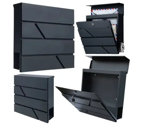 Large Mailbox for Letters and Newspapers, Anthracite, 37x37x11 cm