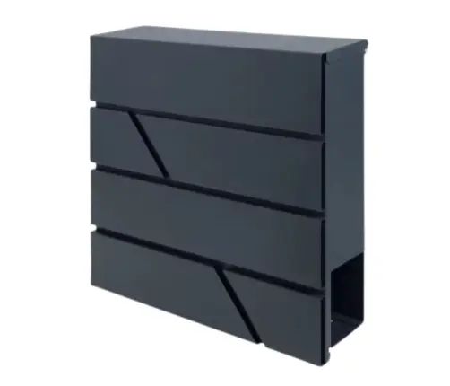 Large Mailbox for Letters and Newspapers, Anthracite, 37x37x11 cm