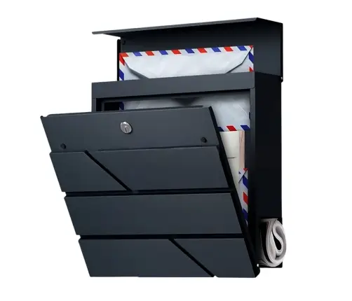 Large Mailbox for Letters and Newspapers, Anthracite, 37x37x11 cm