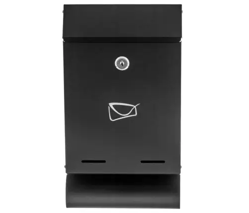 Mailbox for Letters and Newspapers, Black Galvanized Steel, 32.5x22.5x9.5cm