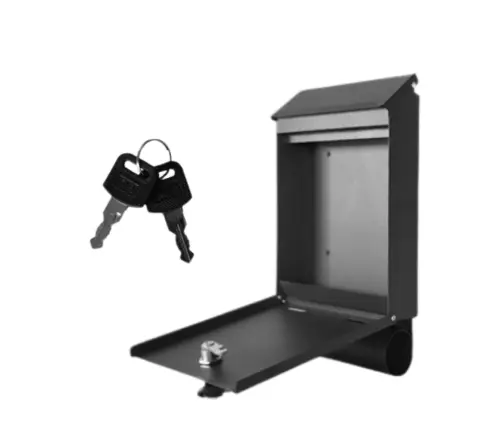 Mailbox for Letters and Newspapers, Black Galvanized Steel, 32.5x22.5x9.5cm