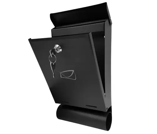 Mailbox for Letters and Newspapers, Black Galvanized Steel, 32.5x22.5x9.5cm
