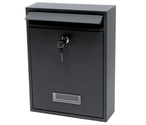 Mailbox for letters, galvanized steel, black, 32x21.5x8.5cm