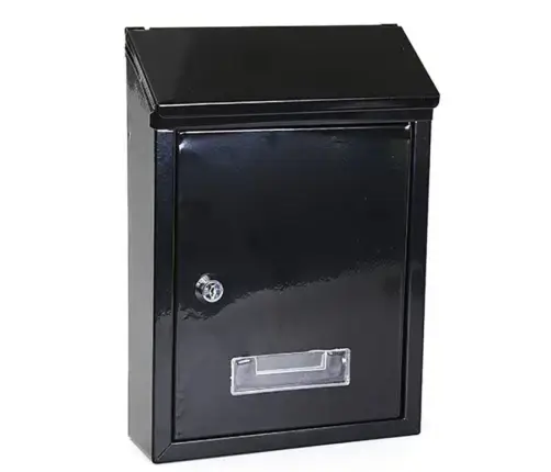 Mailbox for letters, galvanized steel, black, 26.5x18.5x6.5cm