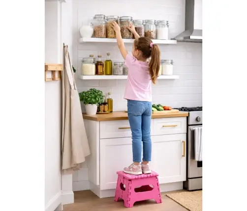 Folding Stool Footrest Step Anti-slip Pink 24 x 19 cm