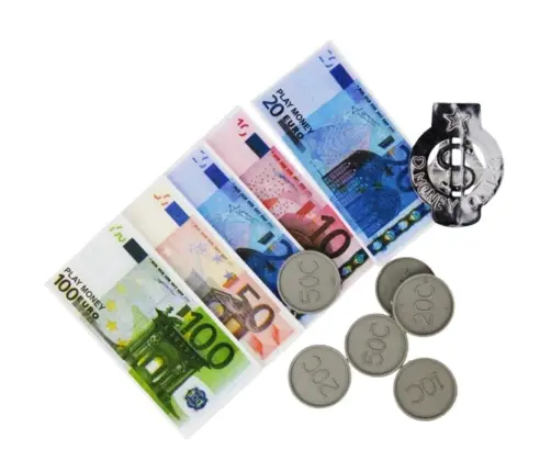 Set of Toy Money Euro Banknotes Coins Euro Pendant