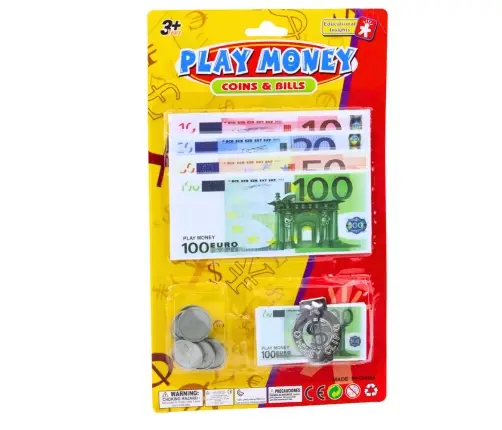 Set of Toy Money Euro Banknotes Coins Euro Pendant