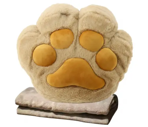 Plush Pillow with Hand Pocket and Blanket Warmer Beige 40cm