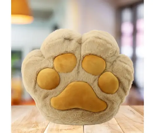 Plush Pillow with Hand Pocket and Blanket Warmer Beige 40cm