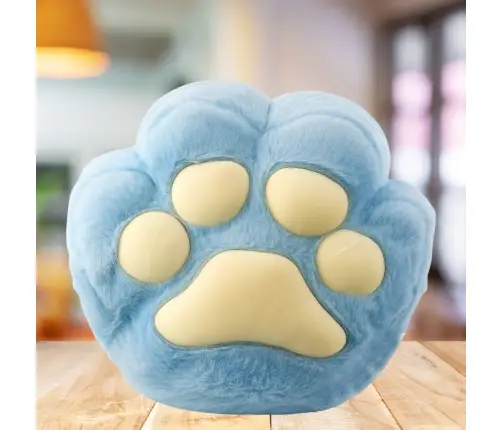 Plush Pillow with Hand Warmer Pocket, Blue, 40cm