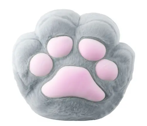 Plush Pillow with Hand Warmer Pocket, Gray, 40cm